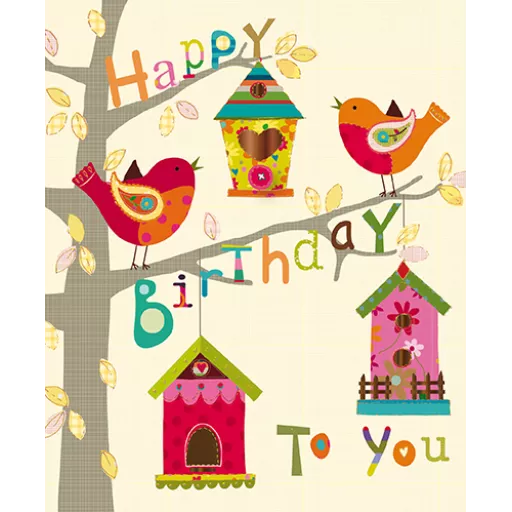 Bird Houses Birthday Card
