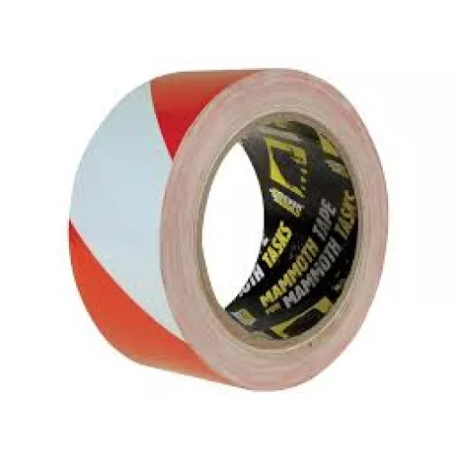 Pvc Hazard Tape Red/white 50mm X 33m Evb2hazrd