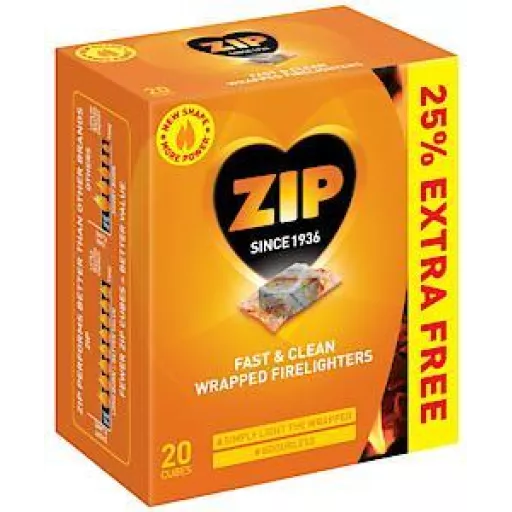 Zip Firelighter Wraps 20pk Plus 25% Free 677336