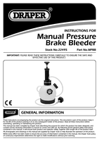 Instruction Manual for Draper Pump Action Brake Bleeder 22495 (mpbb)